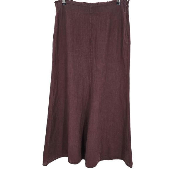Zara Dresses & Skirts - Zara womans size L 100% linen brown maxi skirt waist raw edge side zip modest